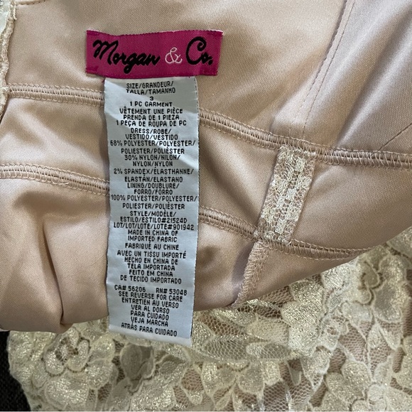MORGAN & CO Lace Nude Prom Special Occasion Dress Halter-neck - Picture 14 of 15